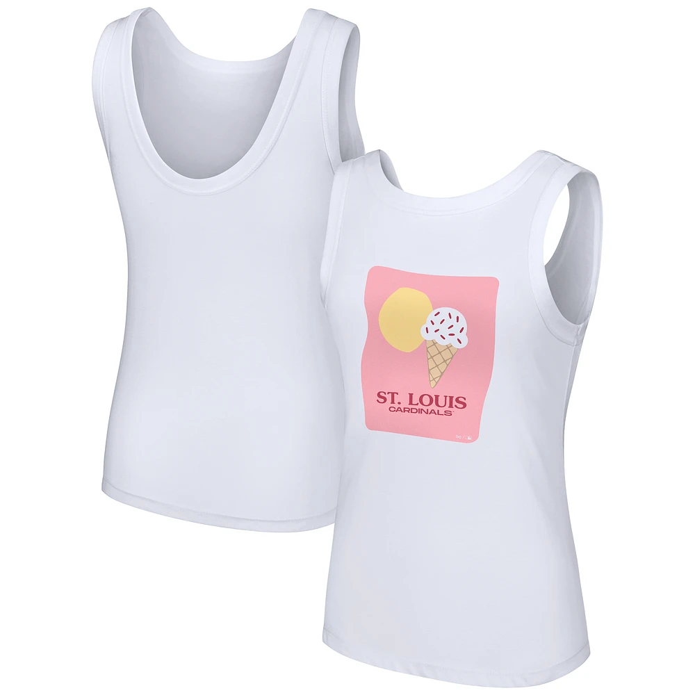 Women's Lusso Style White St. Louis Cardinals Lindy Tank Top