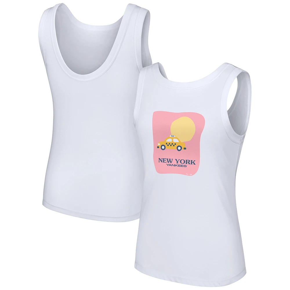 Women's Lusso Style White New York Yankees Lindy Tank Top