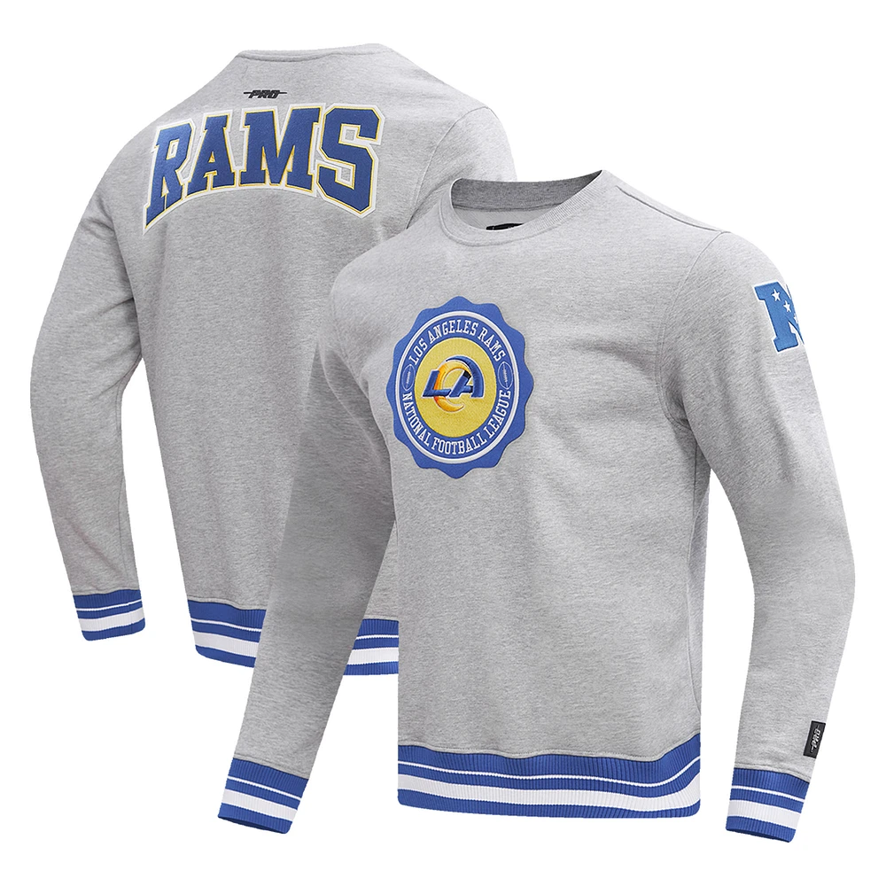 Men's Pro Standard Heather Gray Los Angeles Rams Crest Emblem Pullover Sweatshirt