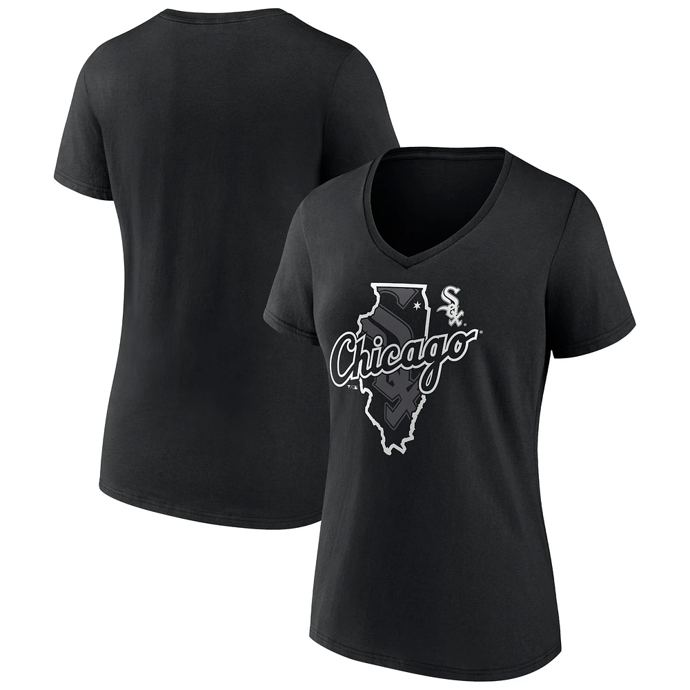 Women's Black Chicago White Sox Hometown Sox State V-Neck T-Shirt