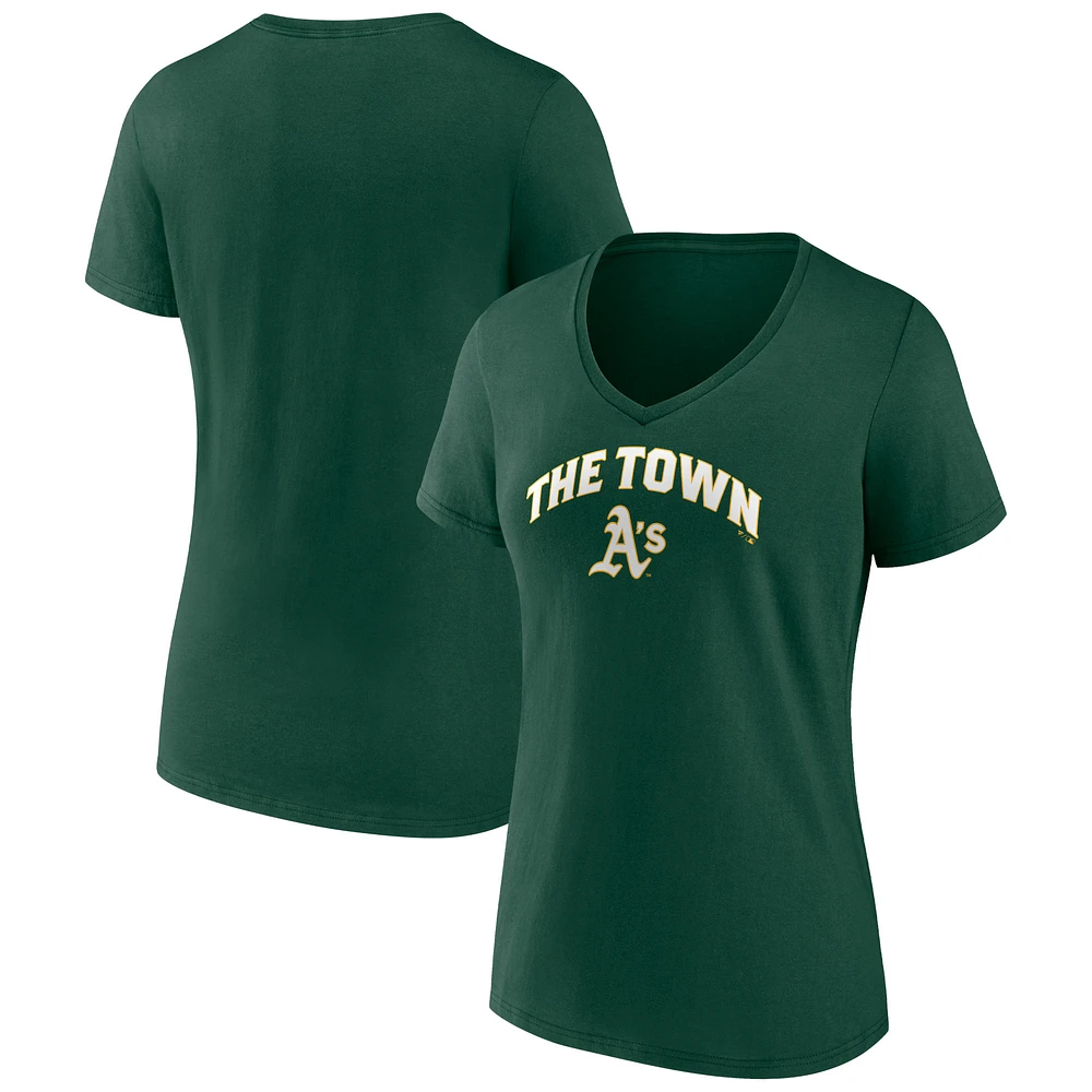 Women's Green Athletics Hometown Hella Good V-Neck T-Shirt