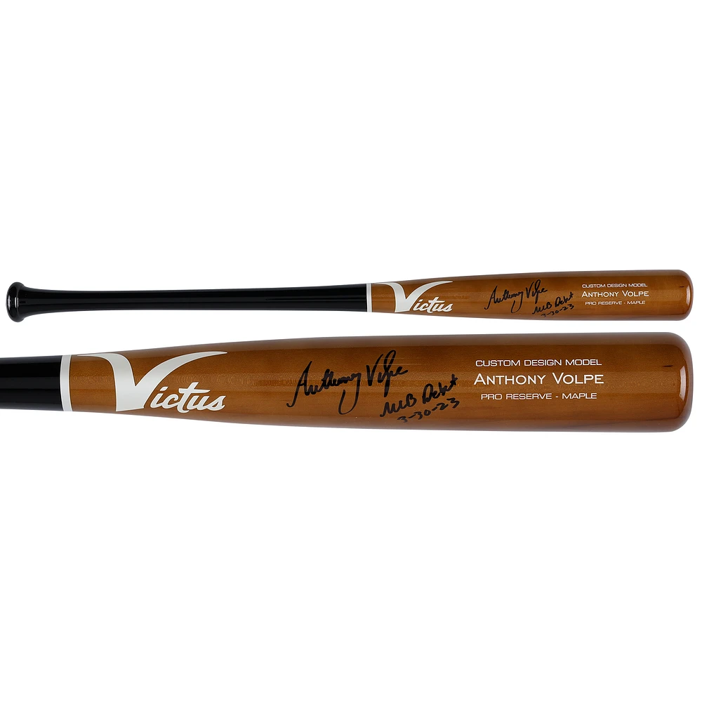Anthony Volpe New York Yankees Autographed Victus Game Model Bat with "MLB Debut 3-30-23" Inscription