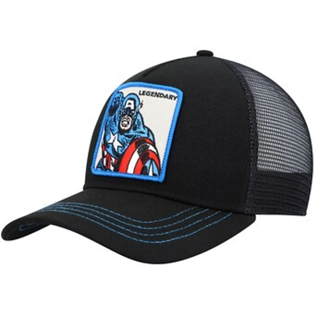 Men's Black Captain America Retro A-Frame Snapback Hat