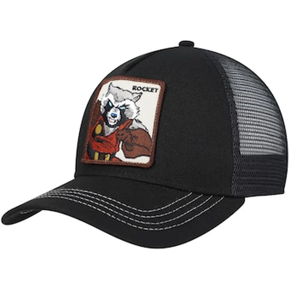 Men's Black Guardians of the Galaxy Rocket Retro A-Frame Snapback Hat