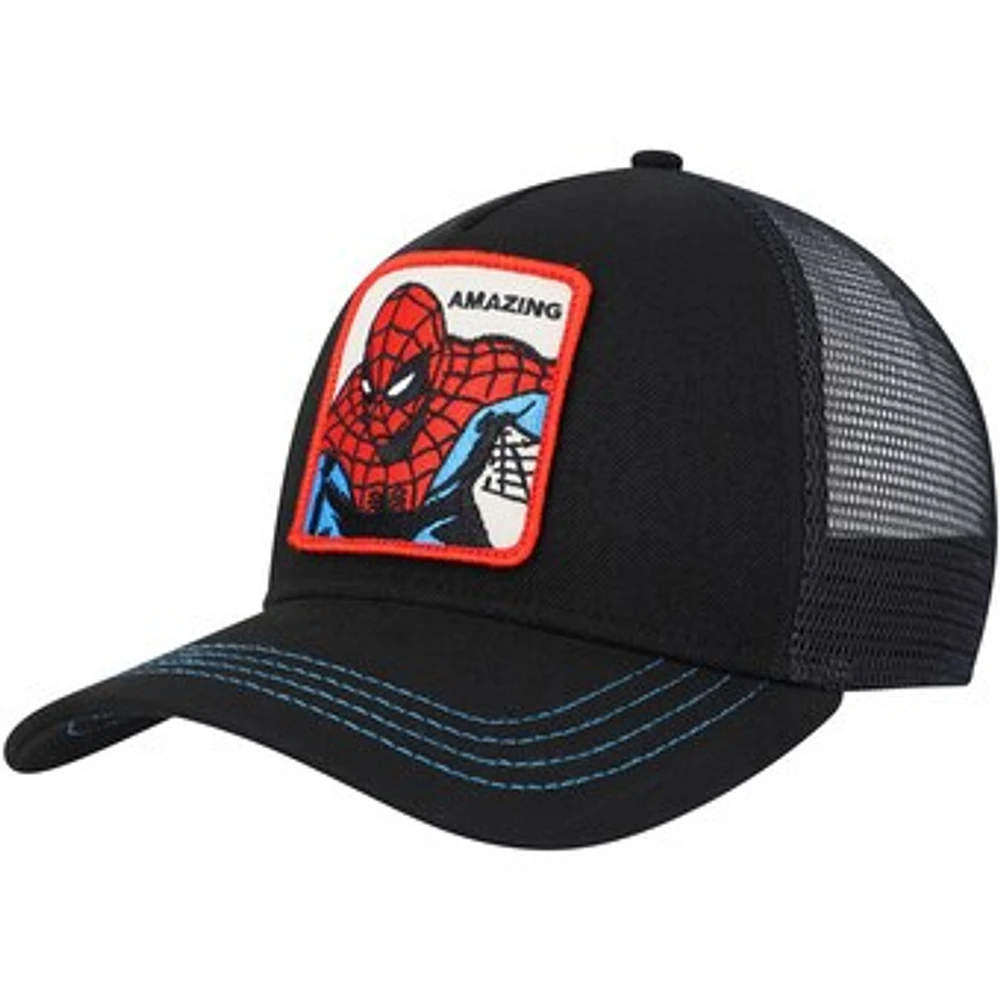 Men's Black Spider-Man Retro A-Frame Snapback Hat