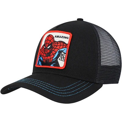 Men's Black Spider-Man Retro A-Frame Snapback Hat