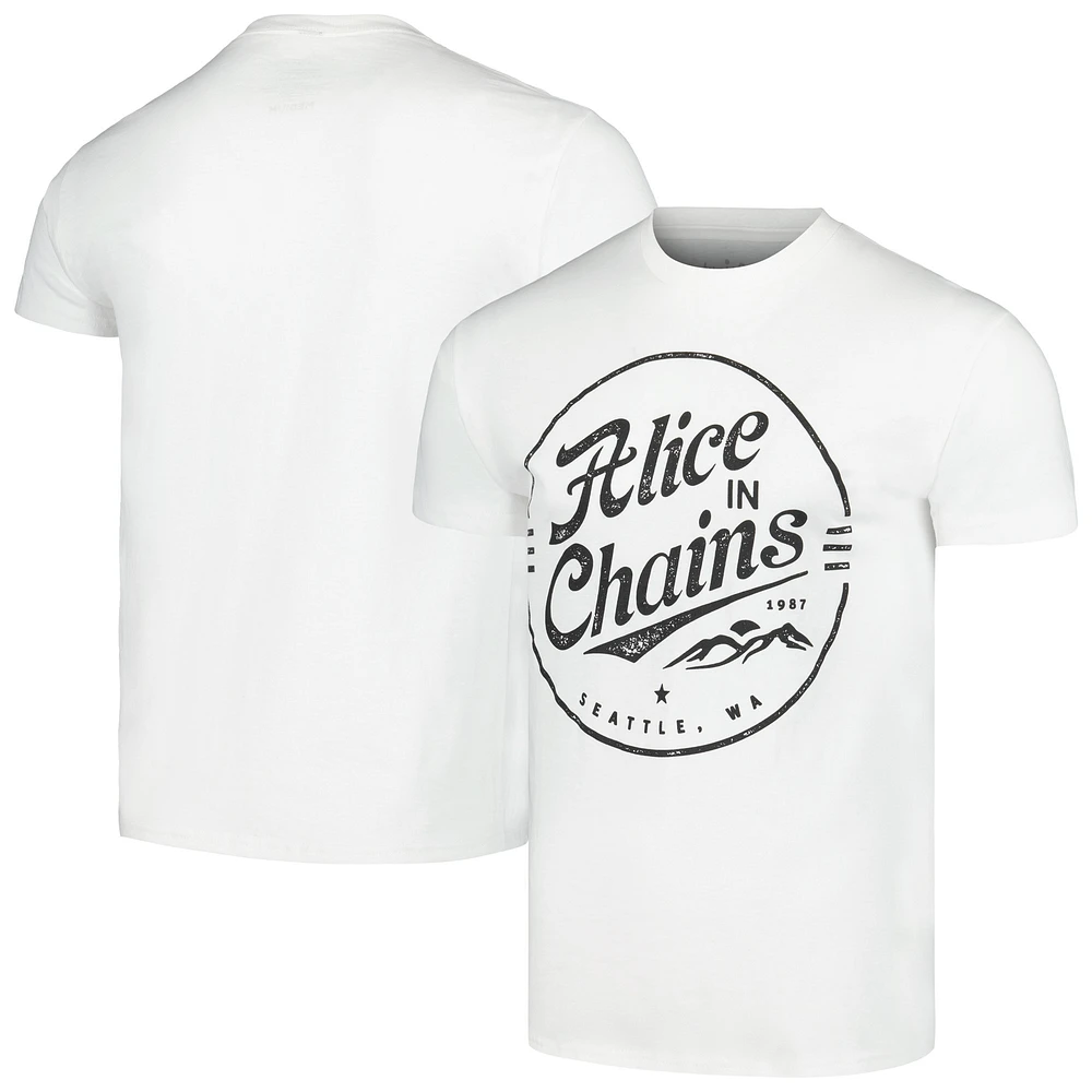 Men's White Alice in Chains Seattle Stamp T-Shirt