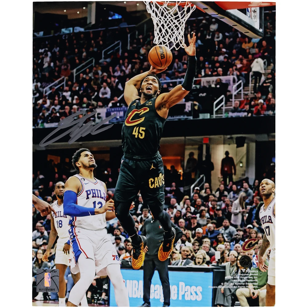 Donovan Mitchell Cleveland Cavaliers Autographed 8" x 10" Dunk in Black Photograph