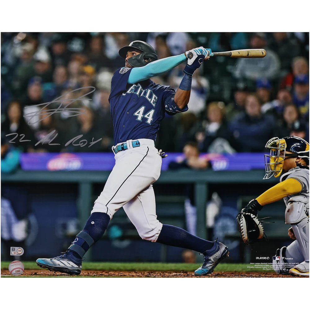 Julio Rodriguez Seattle Mariners Autographed 16" x 20" Hitting Photograph with "22 AL ROY" Inscription