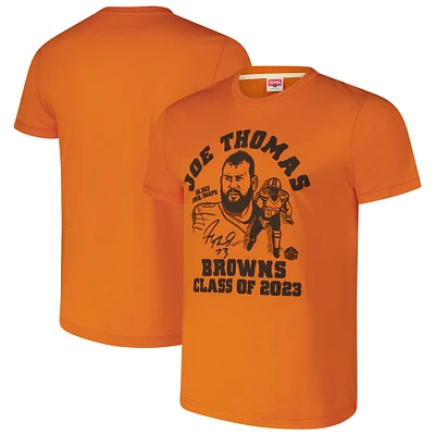 Men's Homage Joe Thomas Heathered Orange Cleveland Browns Caricature Retired Player Tri-Blend T-Shirt