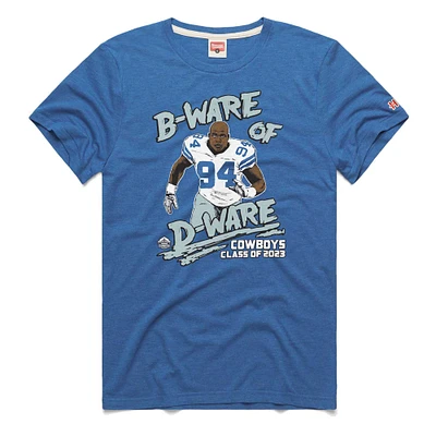 Men's Homage DeMarcus Ware Heathered Royal Dallas Cowboys Caricature Retired Player Tri-Blend T-Shirt