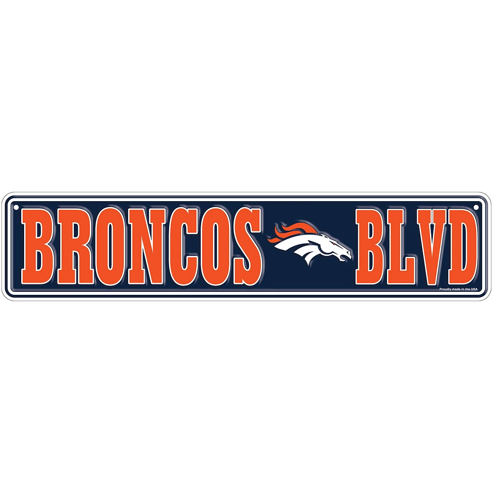 Denver Broncos 4" x 18" Team Boulevard Metal Sign