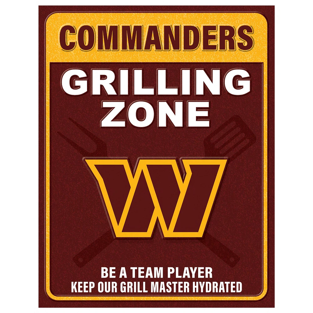 Washington Commanders 13" x 20" Grill Zone Metal Sign
