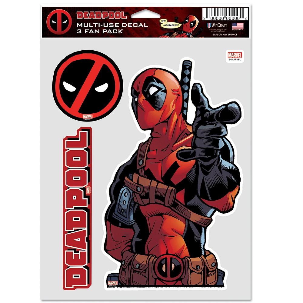 WinCraft Deadpool 3-Pack Multi-Use Decal Set