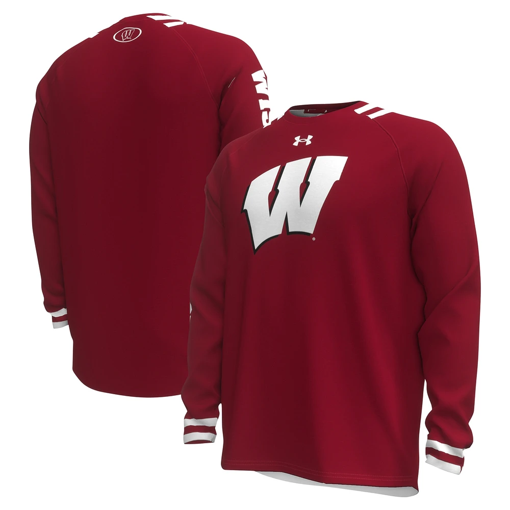 Men's Under Armour Red Wisconsin Badgers Shooter Raglan Long Sleeve T-Shirt