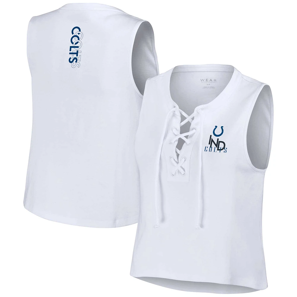 Women's WEAR by Erin Andrews White Indianapolis Colts Lace-Up Tank Top