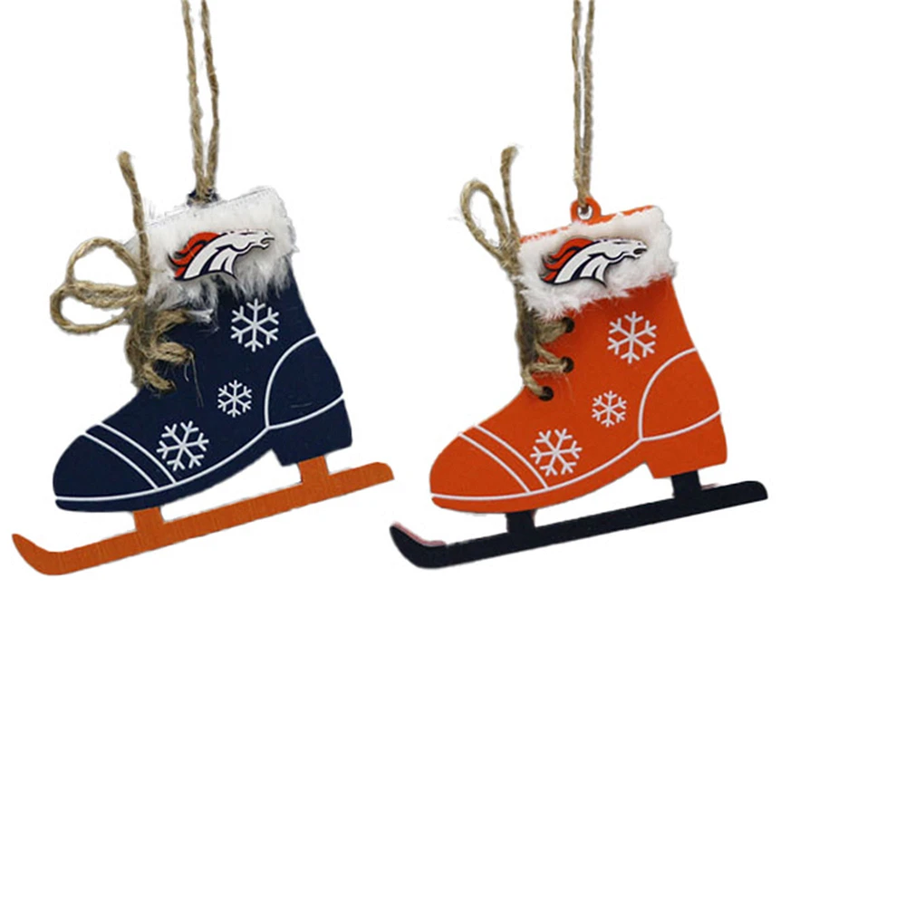 The Memory Company Denver Broncos Two-Pack Ice Skate Ornament Set