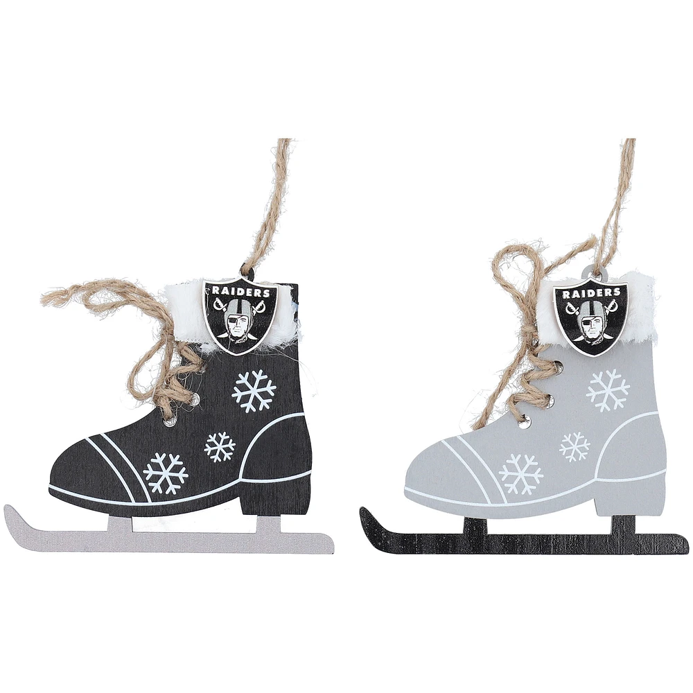 The Memory Company Las Vegas Raiders Two-Pack Ice Skate Ornament Set