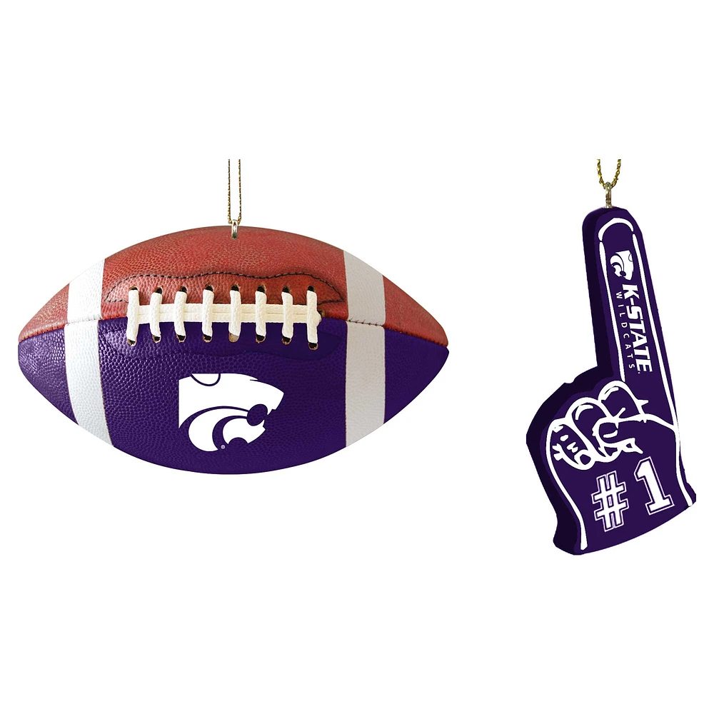 The Memory Company Kansas State Wildcats Two-Pack Football & Foam Finger Ornament Set