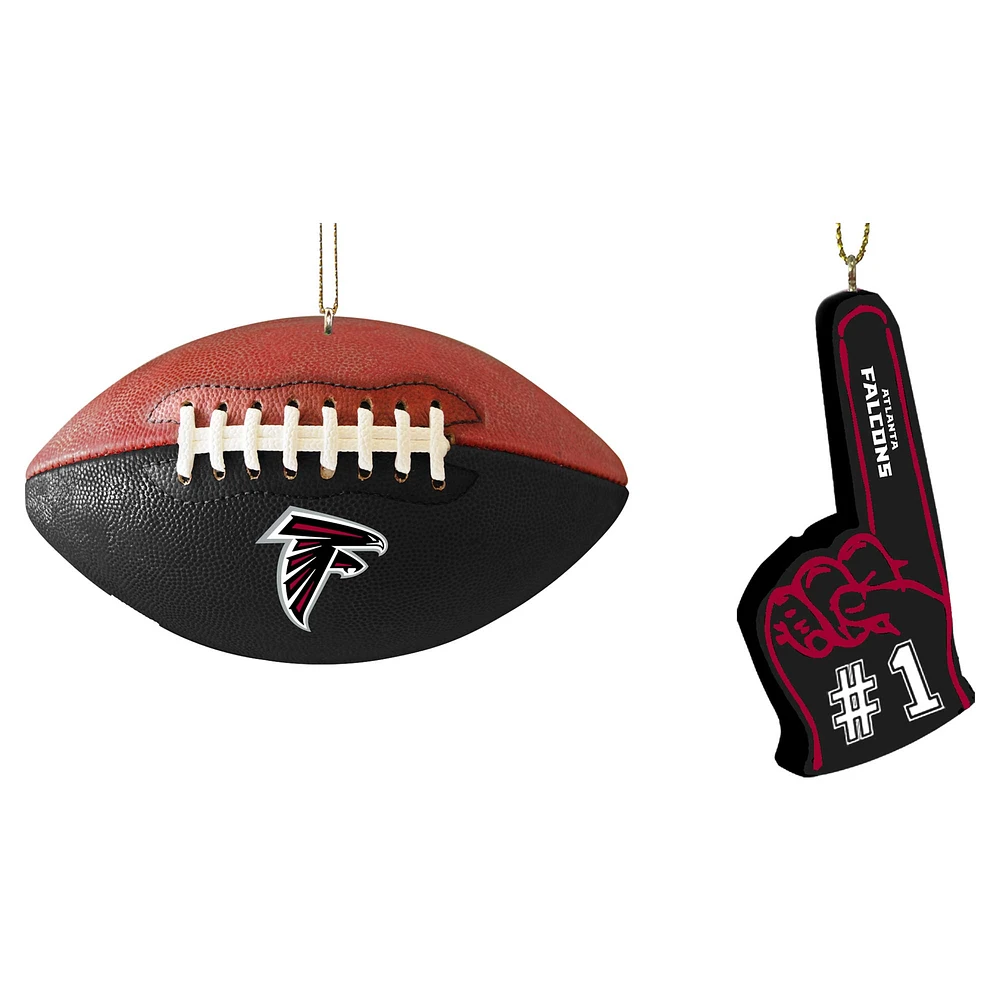 The Memory Company Atlanta Falcons Two-Pack Football & Foam Finger Ornament Set