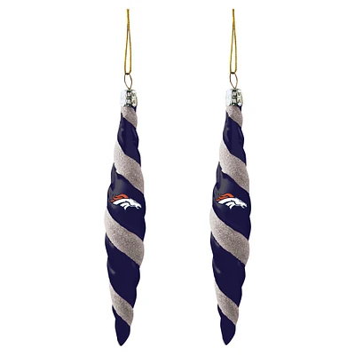 Denver Broncos Two-Pack Swirl Blown Glass Ornament Set