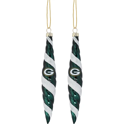 Green Bay Packers Two-Pack Swirl Blown Glass Ornament Set