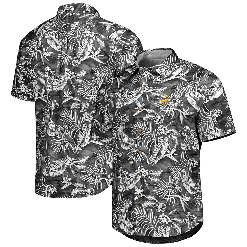 Men's Tommy Bahama Black Minnesota Vikings Aqua Lush Full-Button Shirt