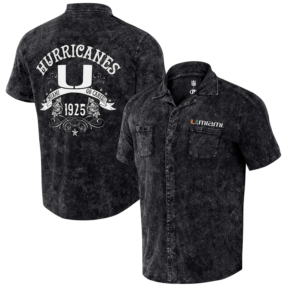 Men's Darius Rucker Collection by Fanatics Black Miami Hurricanes Team Color Button-Up Shirt
