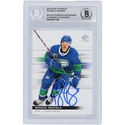 Brock Boeser Vancouver Canucks Autographed 2019-20 Upper Deck SP Authentic #45 Beckett Fanatics Witnessed Authenticated Card