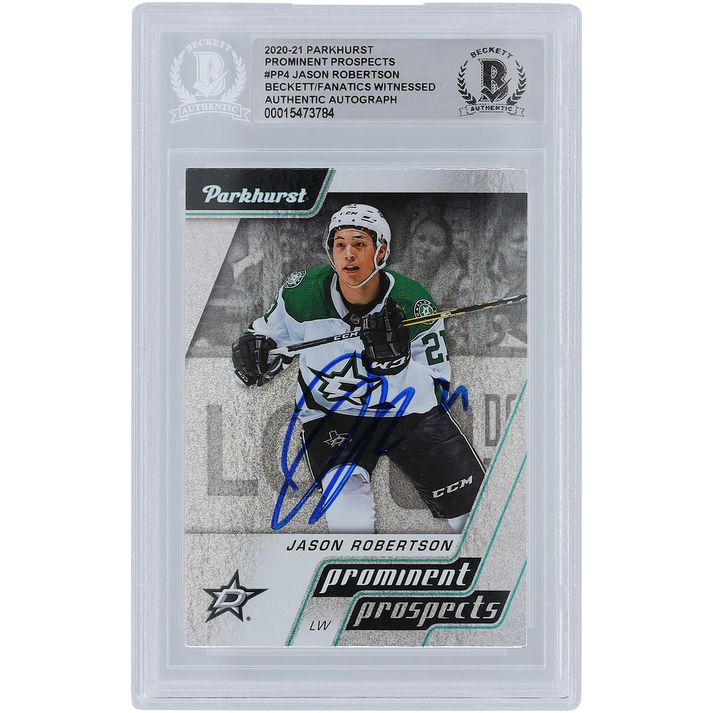 Jason Robertson Dallas Stars Autographed 2020-21 Upper Deck Parkhurst Prominent Prospects #PP4 Beckett Fanatics Witnessed Authenticated Rookie Card