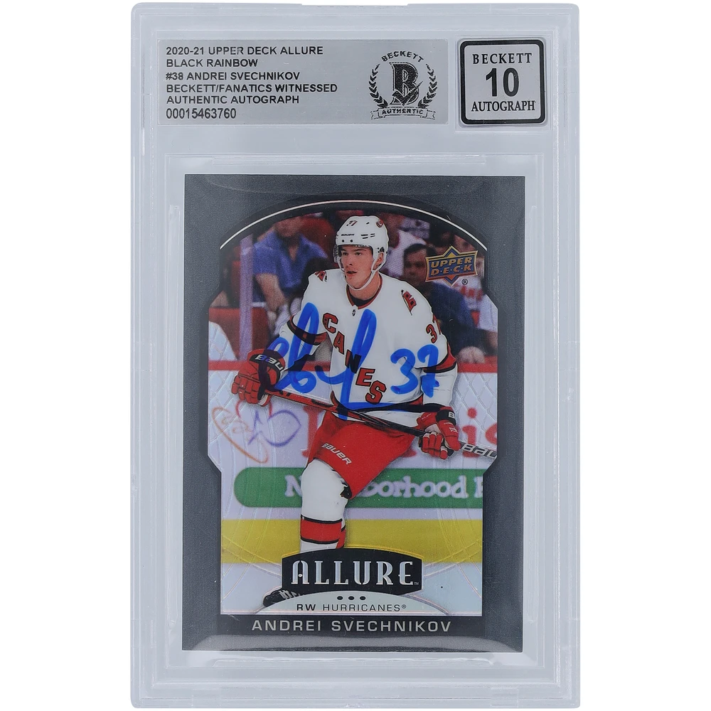 Andrei Svechnikov Carolina Hurricanes Autographed 2020-21 Upper Deck Allure Black Diamond #38 Beckett Fanatics Witnessed Authenticated 10 Card