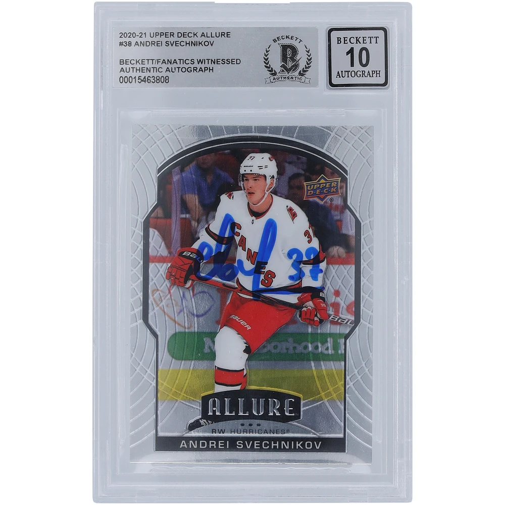 Andrei Svechnikov Carolina Hurricanes Autographed 2020-21 Upper Deck Allure #38 Beckett Fanatics Witnessed Authenticated 10 Card