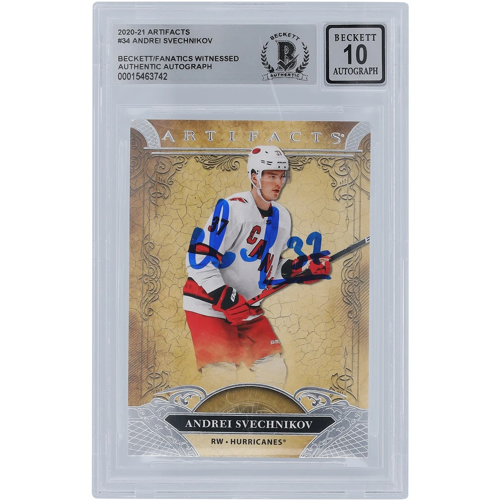 Andrei Svechnikov Carolina Hurricanes Autographed 2020-21 Upper Deck Artifacts #34 Beckett Fanatics Witnessed Authenticated Card