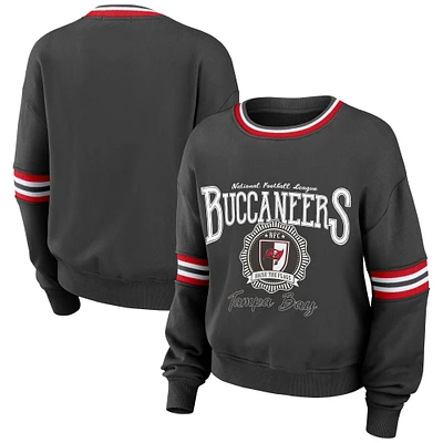 Women's WEAR by Erin Andrews Pewter Tampa Bay Buccaneers Prep Crew Sweatshirt