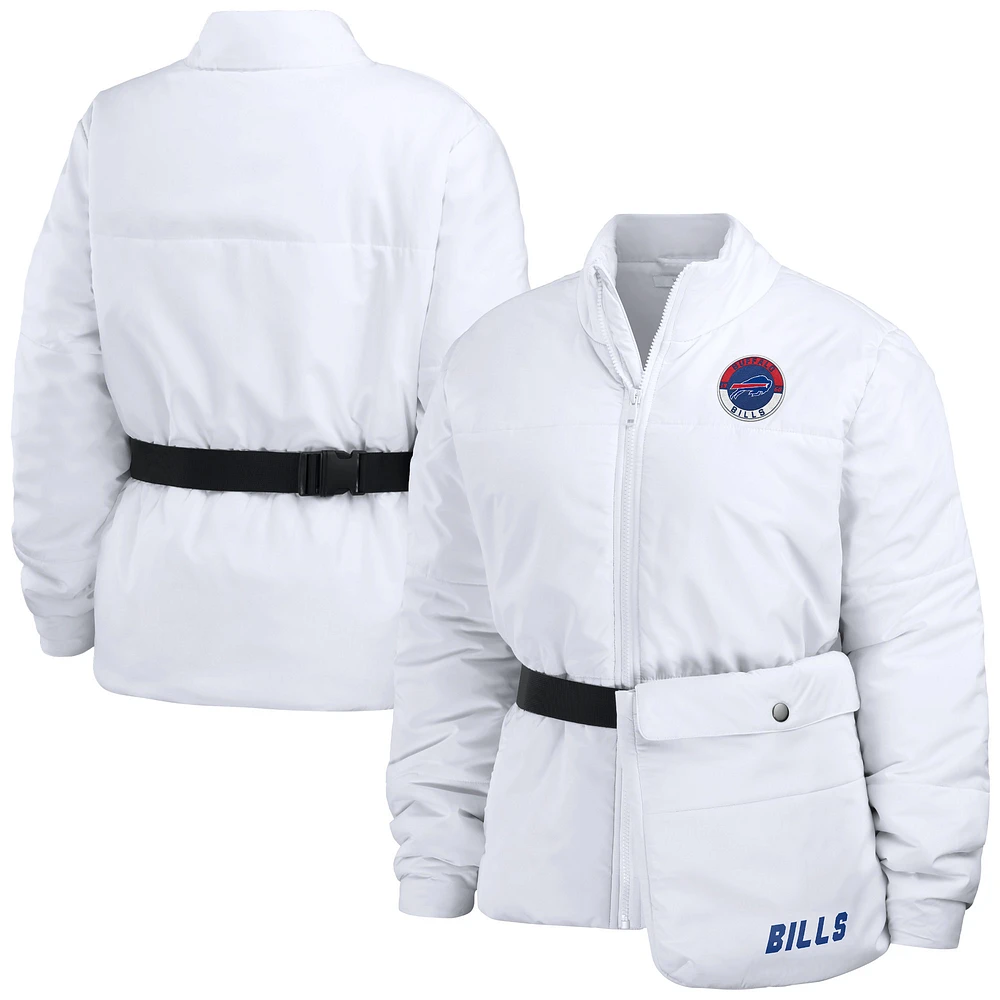 Women's WEAR by Erin Andrews White Buffalo Bills Packaway Full-Zip Puffer Jacket