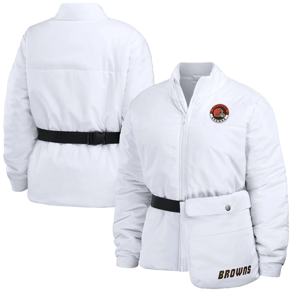 Women's WEAR by Erin Andrews White Cleveland Browns Packaway Full-Zip Puffer Jacket