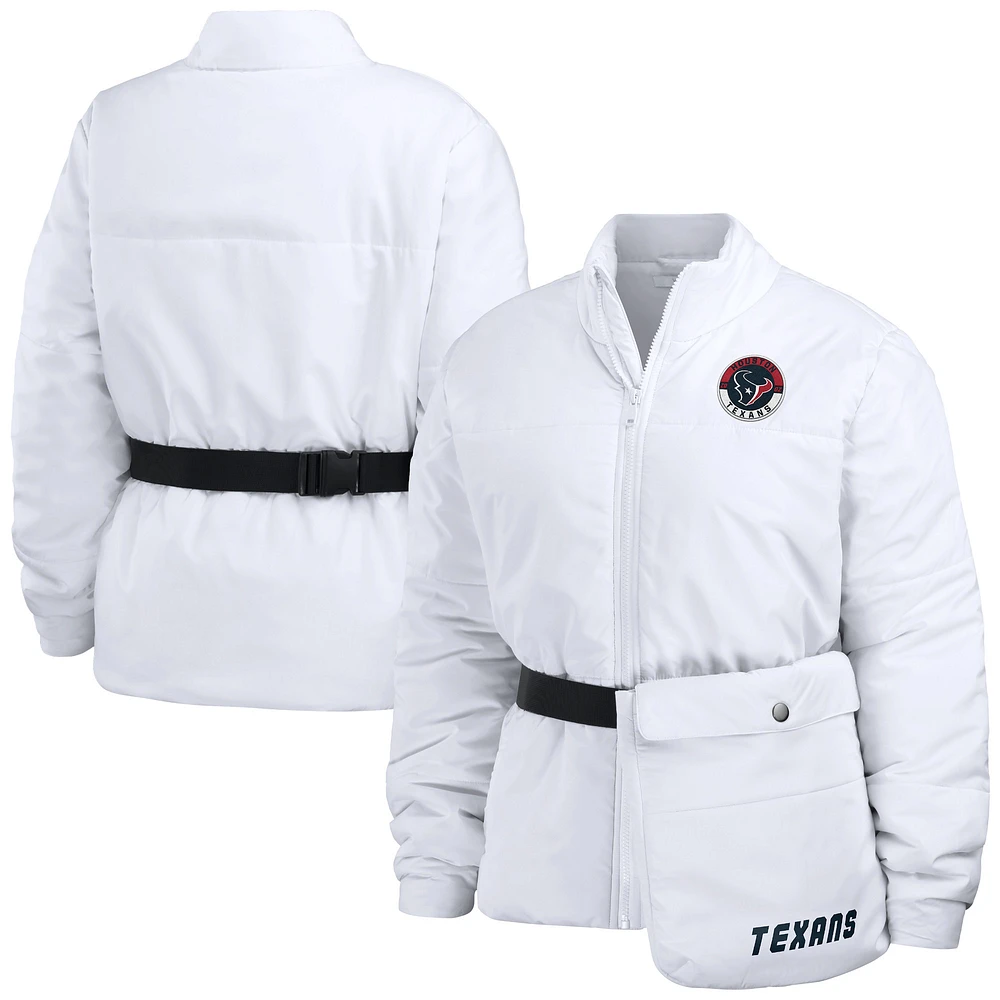 Women's WEAR by Erin Andrews White Houston Texans Packaway Full-Zip Puffer Jacket