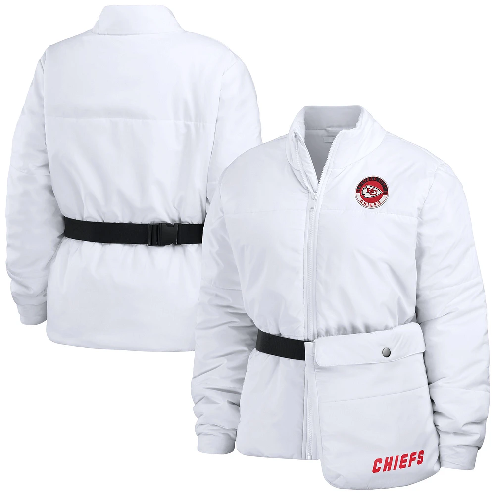 Women's WEAR by Erin Andrews White Kansas City Chiefs Packaway Full-Zip Puffer Jacket
