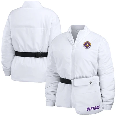 Women's WEAR by Erin Andrews White Minnesota Vikings Packaway Full-Zip Puffer Jacket