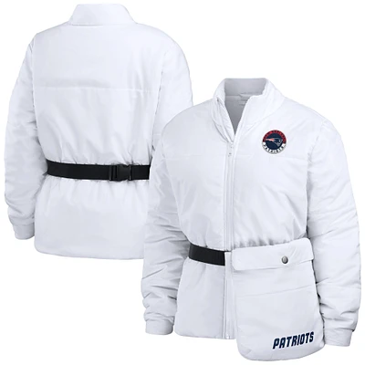 Women's WEAR by Erin Andrews White New England Patriots Packaway Full-Zip Puffer Jacket
