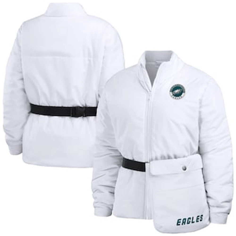 Women's WEAR by Erin Andrews White Philadelphia Eagles Packaway Full-Zip Puffer Jacket