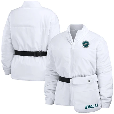 Women's WEAR by Erin Andrews White Philadelphia Eagles Packaway Full-Zip Puffer Jacket