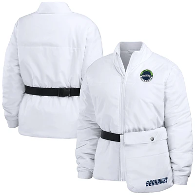 Women's WEAR by Erin Andrews White Seattle Seahawks Packaway Full-Zip Puffer Jacket