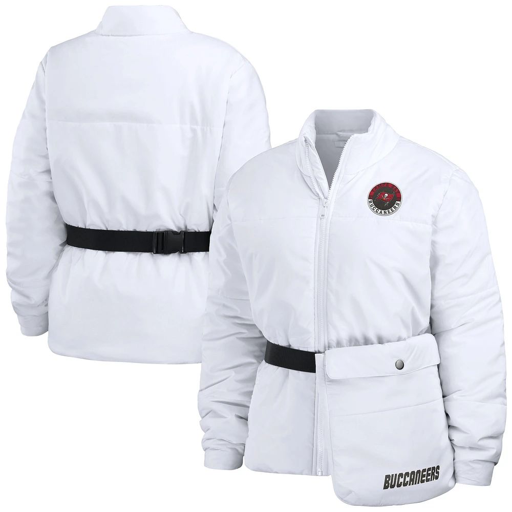 Women's WEAR by Erin Andrews White Tampa Bay Buccaneers Packaway Full-Zip Puffer Jacket