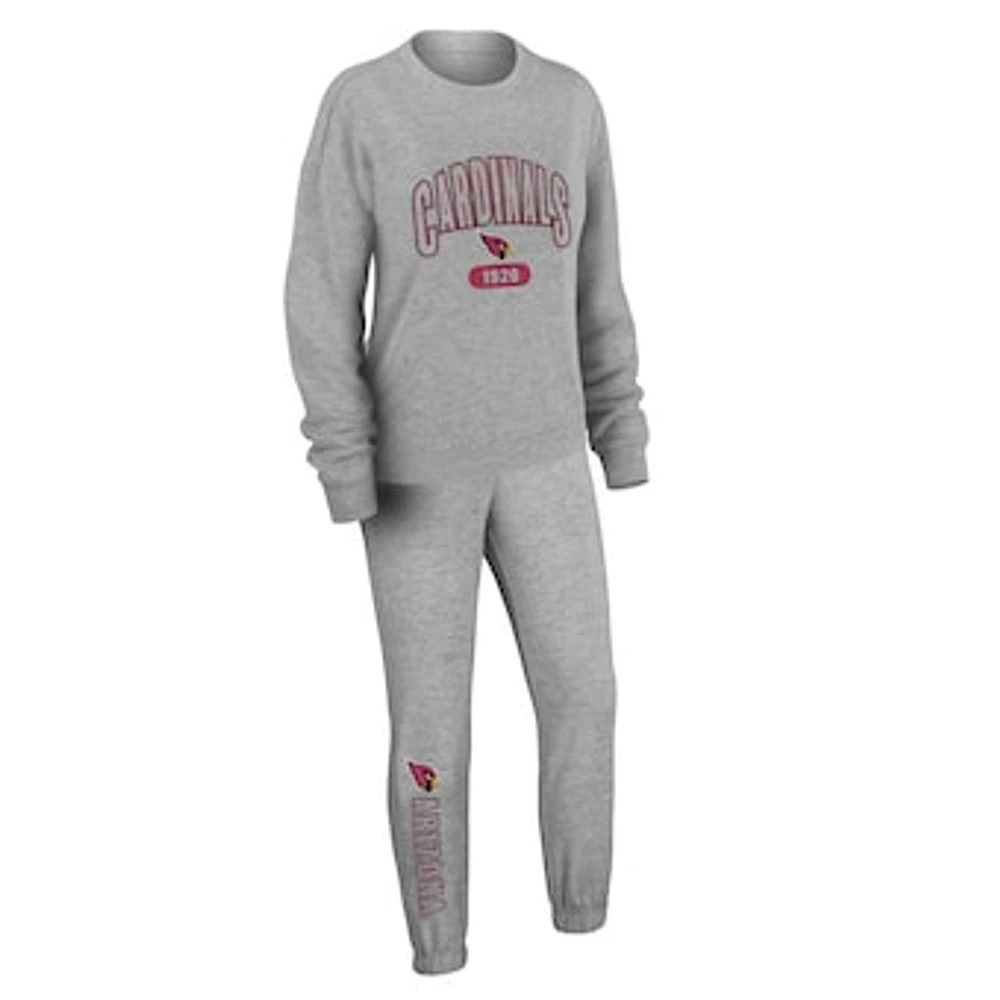 Women's WEAR by Erin Andrews Heather Gray Arizona Cardinals Knit Long Sleeve Tri-Blend T-Shirt & Pants Sleep Set