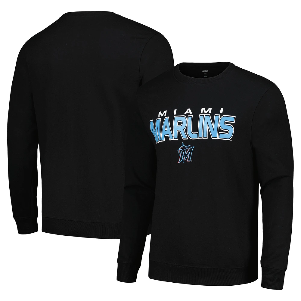 Men's Stitches Black Miami Marlins Pullover Sweatshirt
