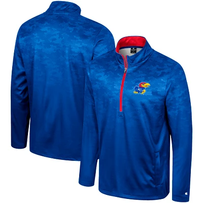 Men's Colosseum Royal Kansas Jayhawks The Machine Half-Zip Jacket