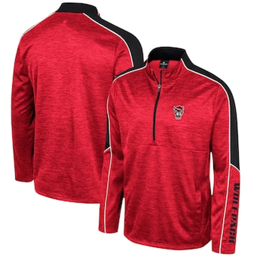 Men's Colosseum Red NC State Wolfpack Marled Half-Zip Jacket