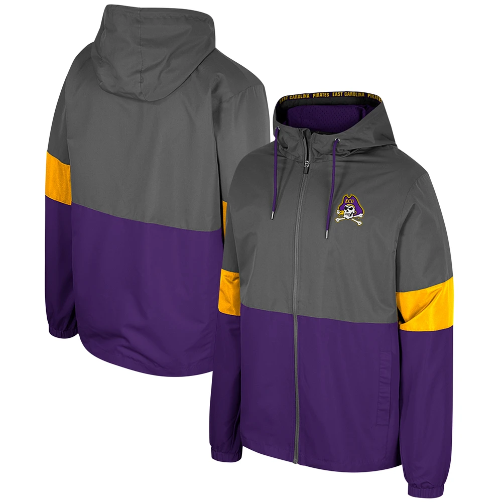 Men's Colosseum Charcoal ECU Pirates Miles Full-Zip Jacket