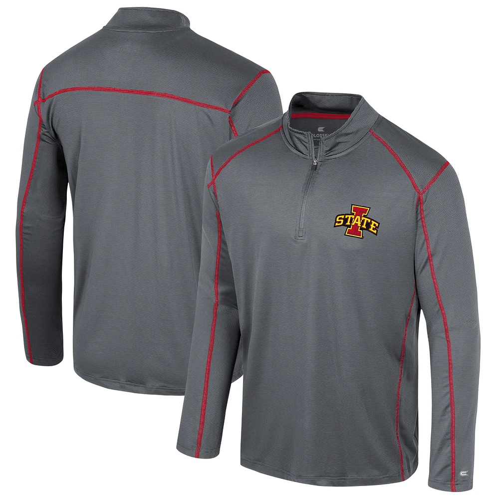 Men's Colosseum Black Iowa State Cyclones Cameron Quarter-Zip Windshirt